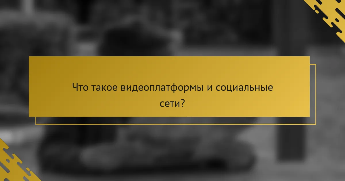 Что такое видеоплатформы и социальные сети?