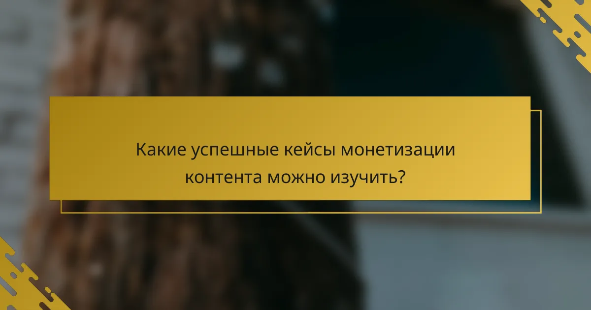 Какие успешные кейсы монетизации контента можно изучить?